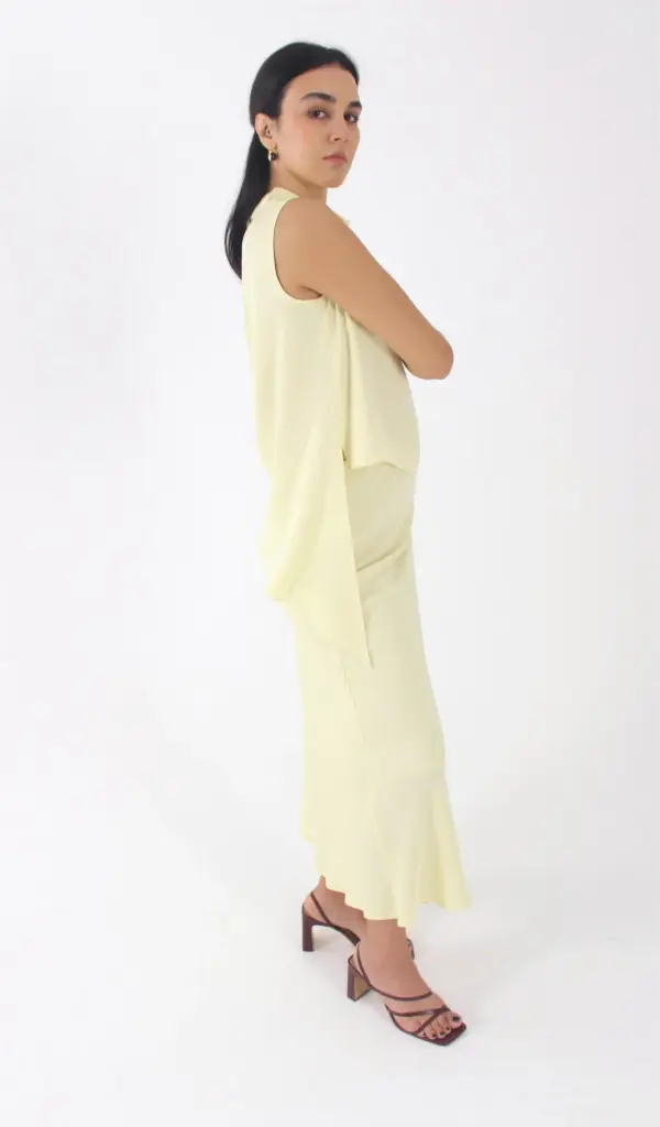 Bias Summer Skirt – Butter Yellow Maxi in Flowing Rayon